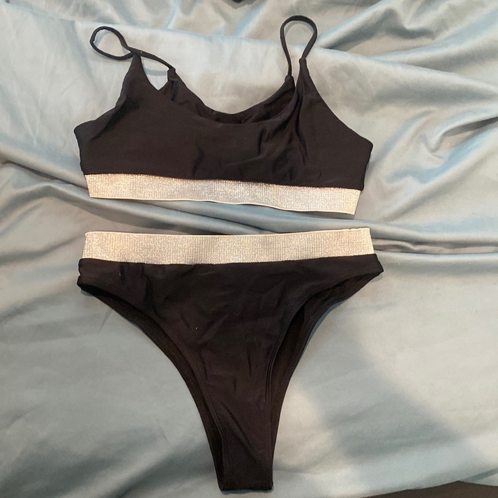 Shiny black bikini